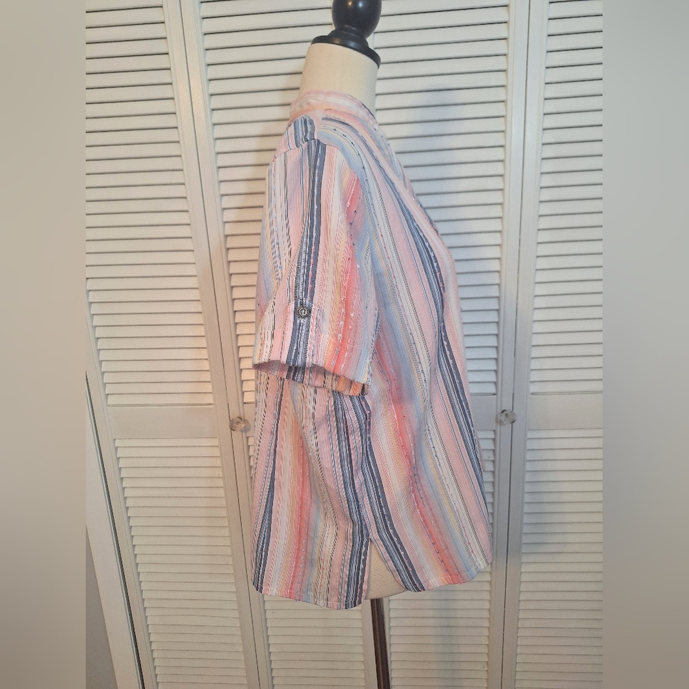 Alfred Dunner Striped Short Sleeve Top Blouse 14P *D4 - Picture 5 of 7
